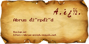 Abrus Árpád névjegykártya